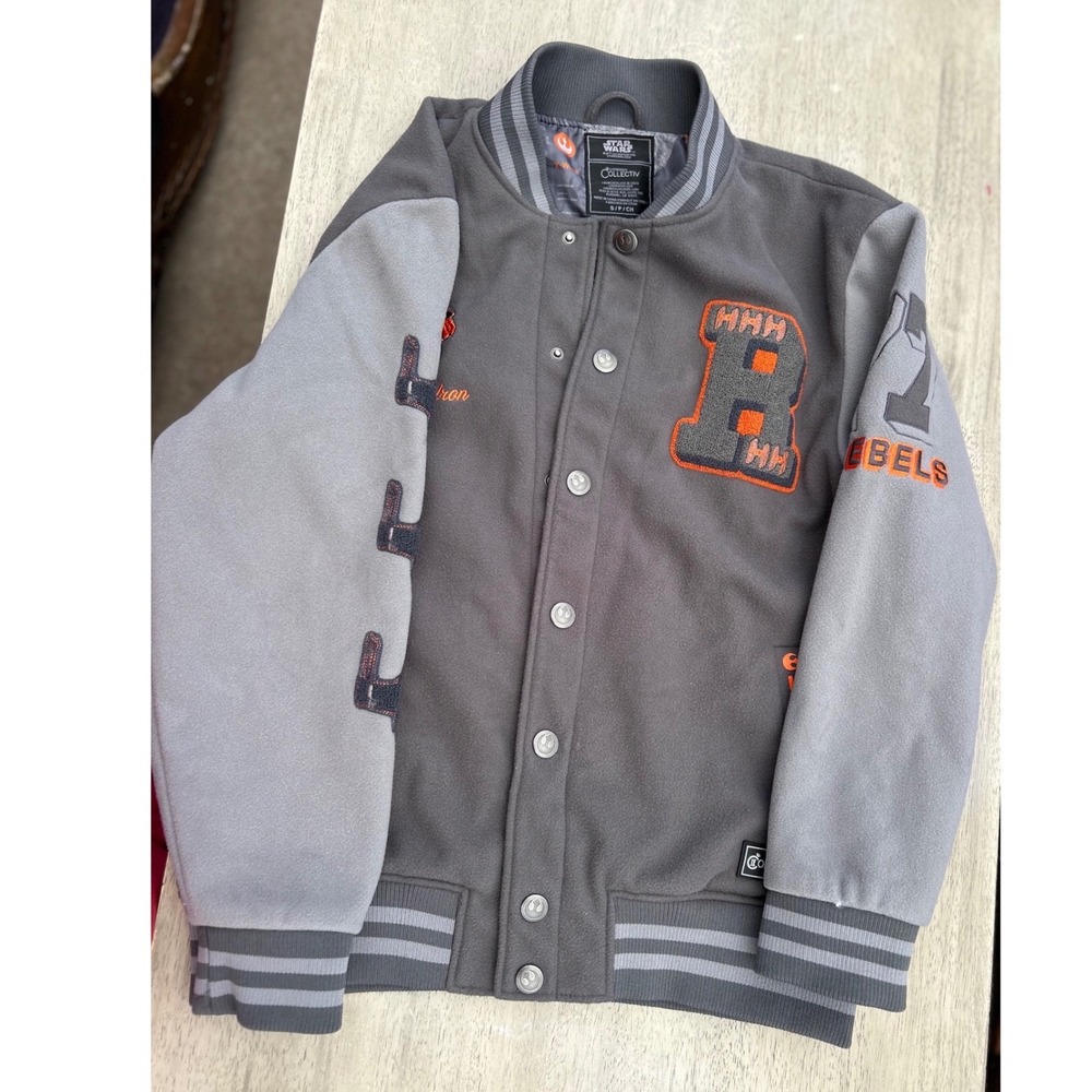 Loungefly Collectiv Star Wars Rebels Varsity Jacket Grey Embroidered Bomber S - Picture 2 of 16